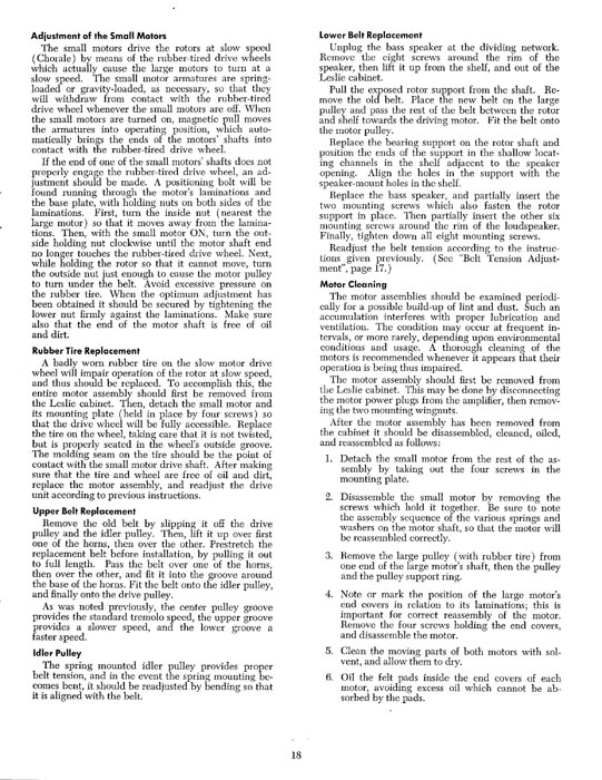 Leslie 122 Speaker Owners Manual